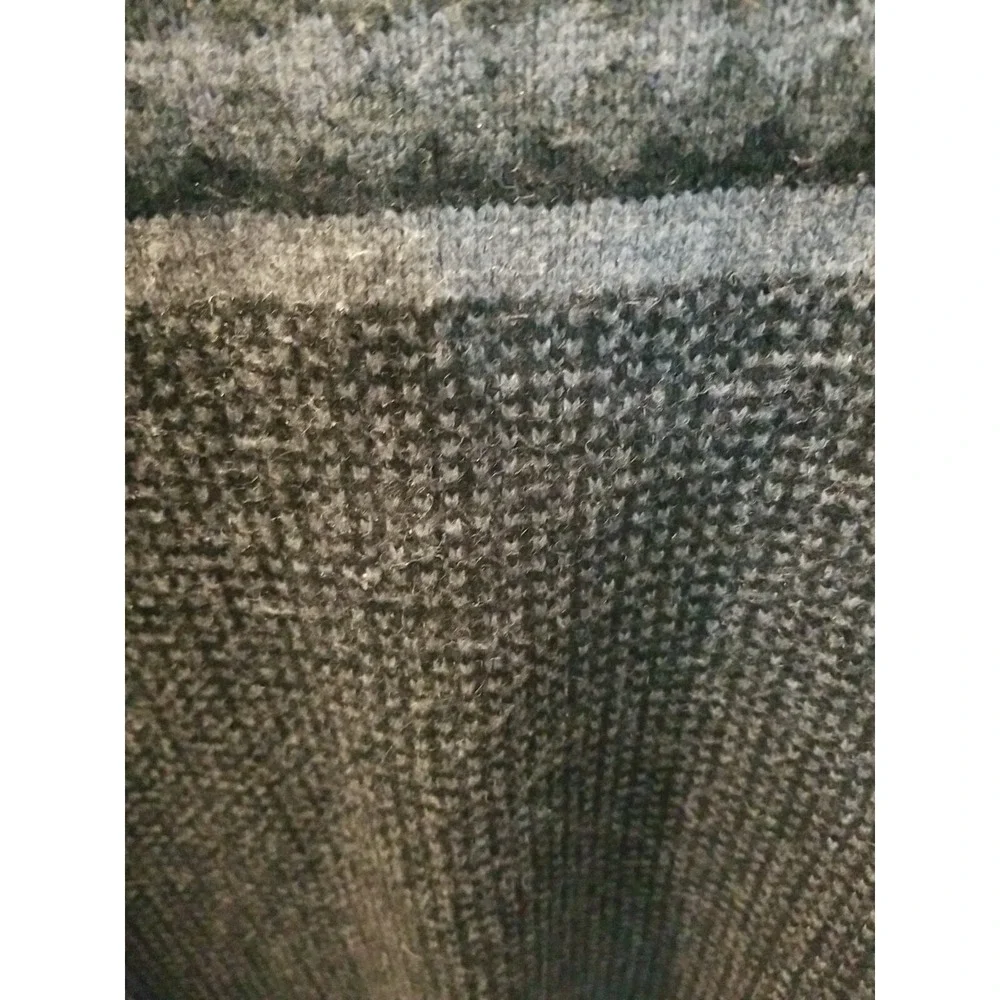 Club  Room Mens‎ L Wool  Blend Black Gray Red Fair Isles Button Pullover Sweater